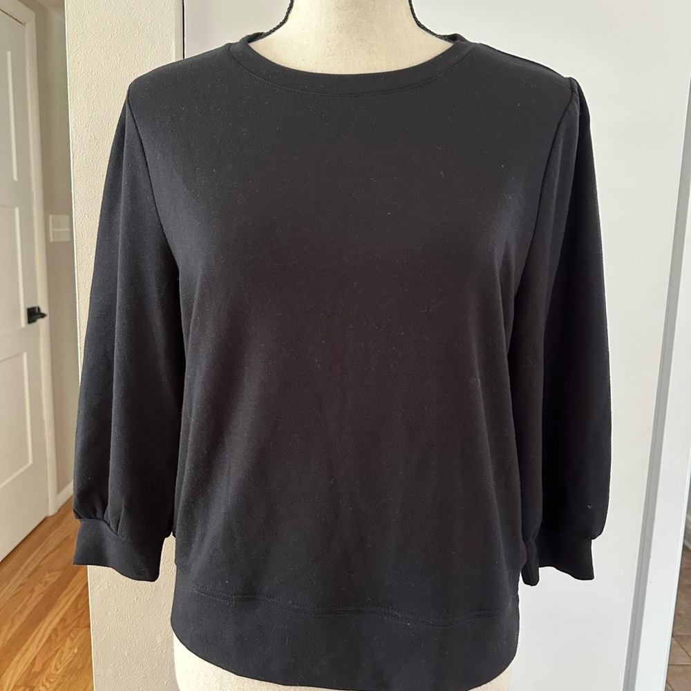 Gentle Fawn Black Pullover Soft Blouse Sweater 3/4 Sleeves Size Medium NEW
